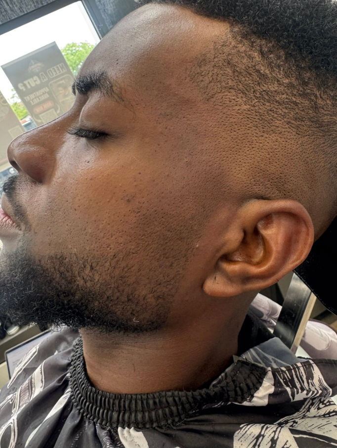 Client with precision beard lineup